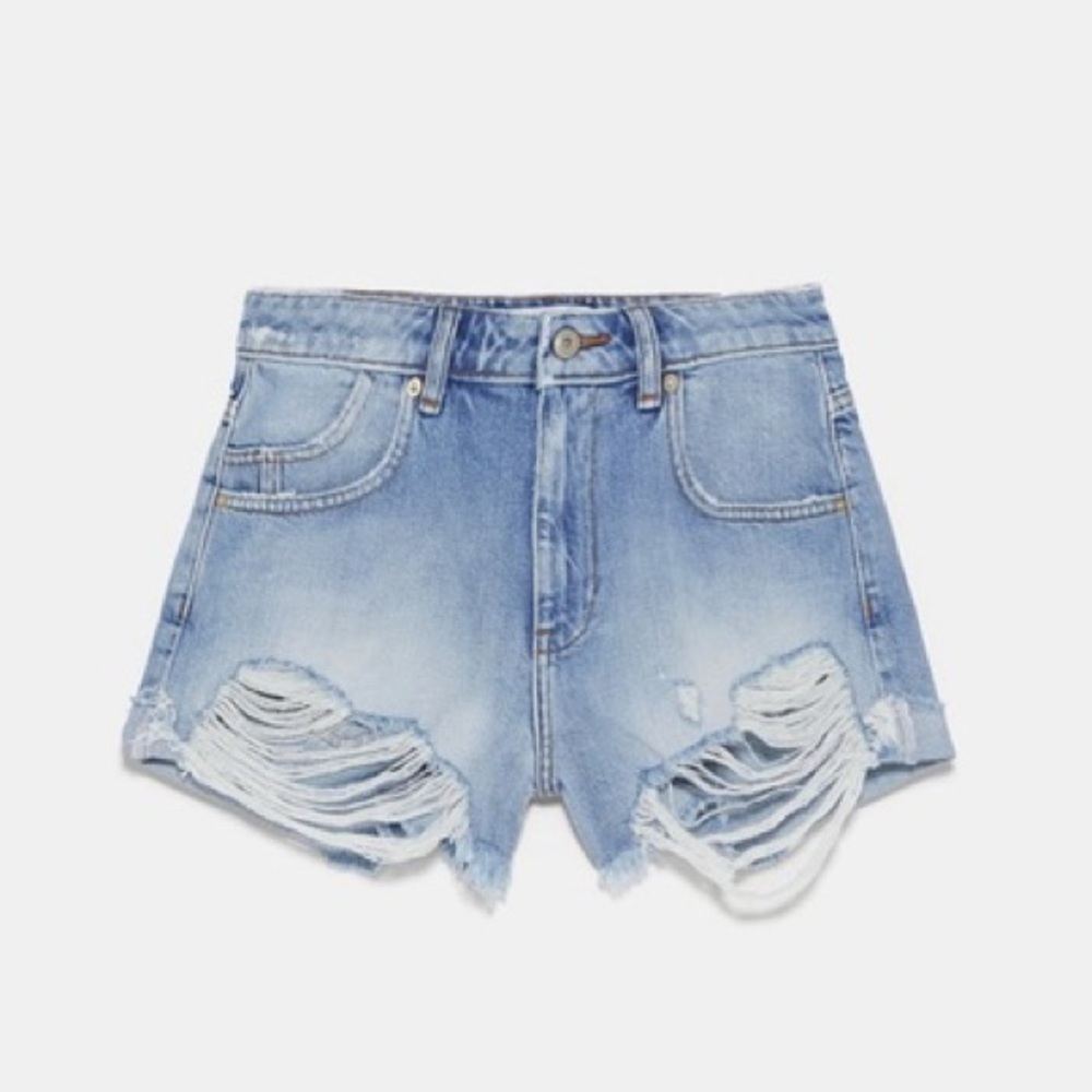 Zara Distressed Ripped Jean Shorts size 2